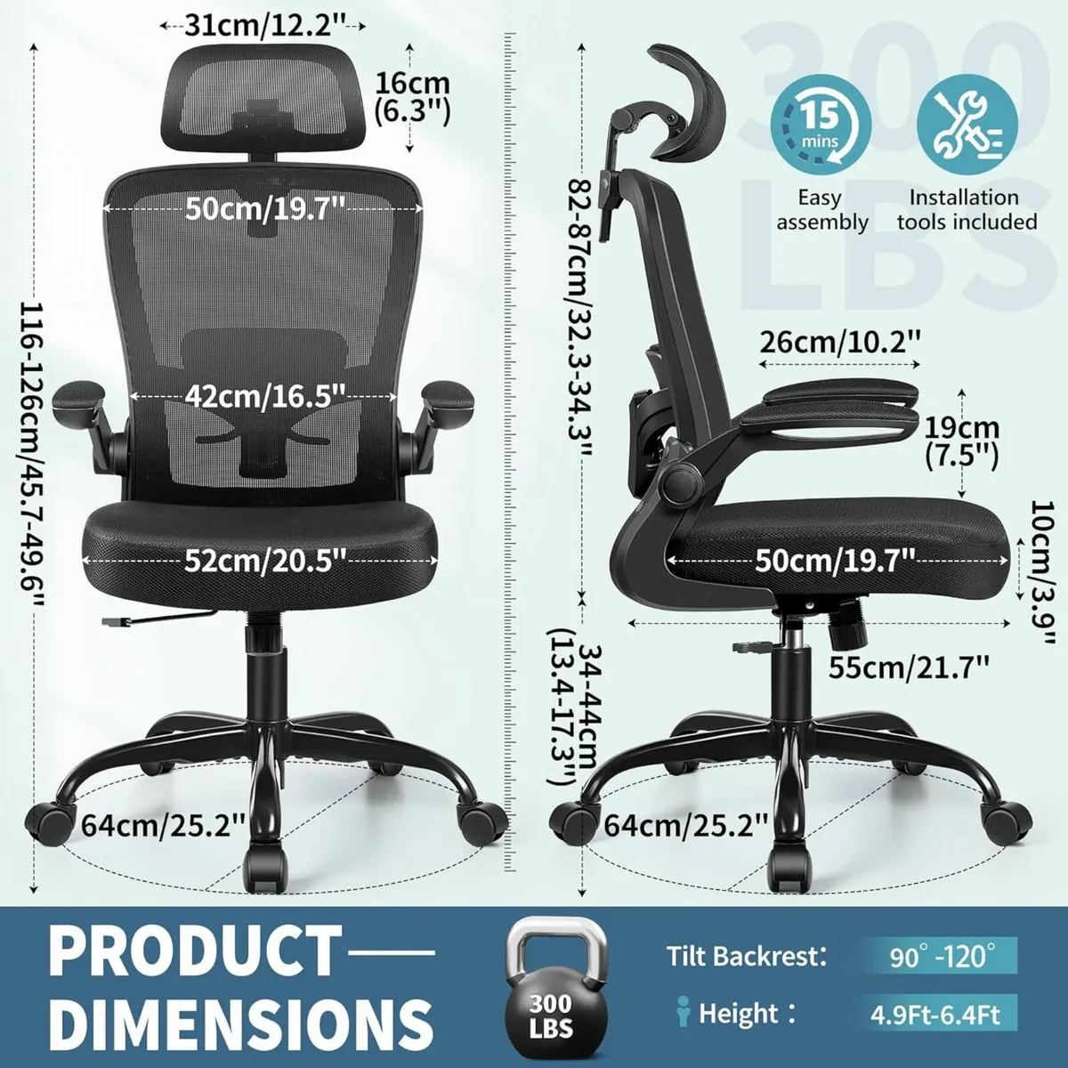 Ergonomic Office Chair, Headrest Gaming Chair - Image 3