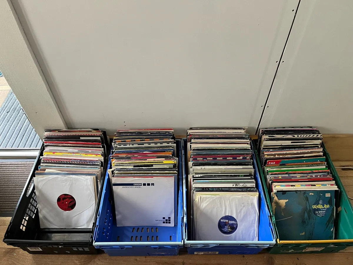 450 dance type vinyl 12” records. - Image 1