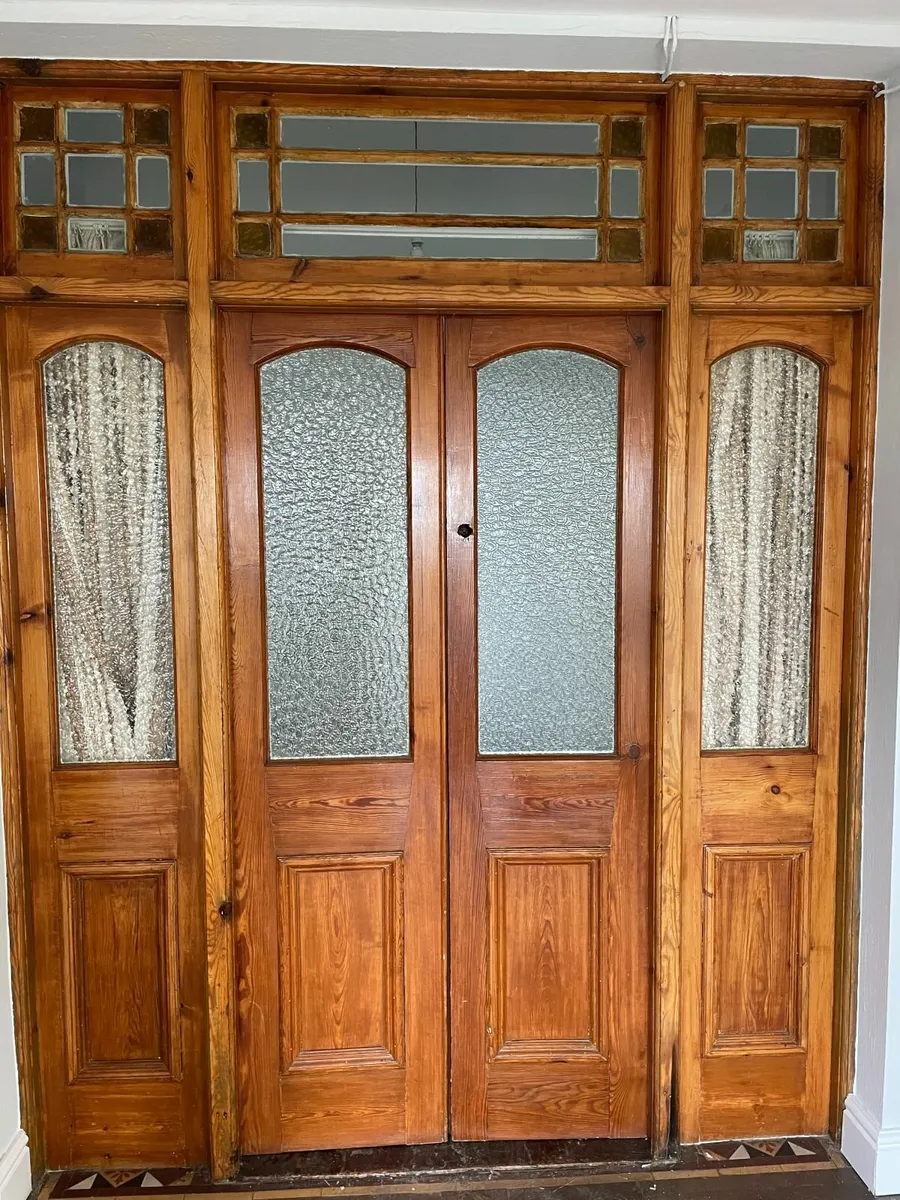 1920s Pine Panel Doors Original Transom Panels - Image 1