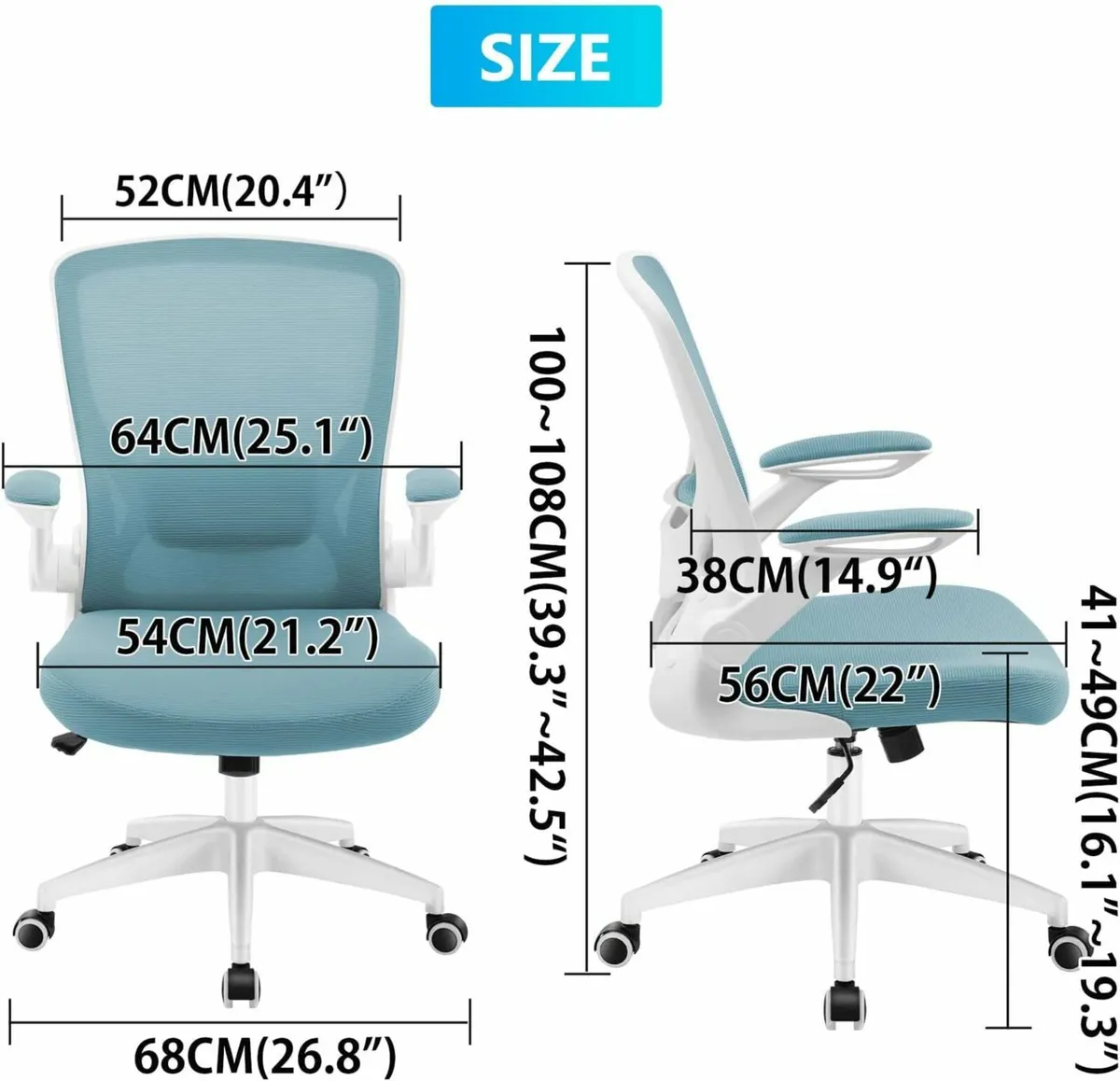 Ergonomic Office Chair blue Breathable Support - Image 3