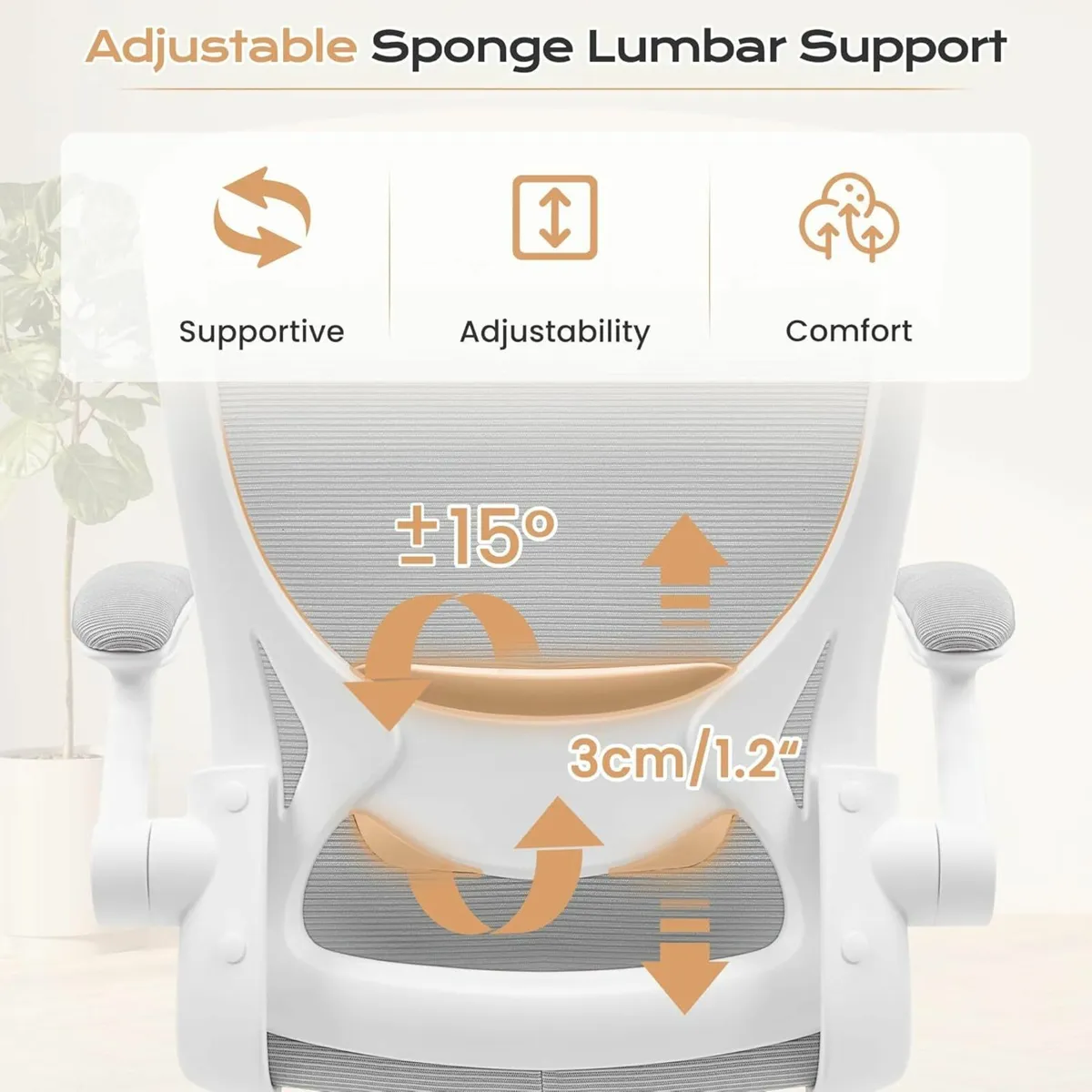 Ergonomic Mesh Office Chair Lumbar Support Grey - Image 2