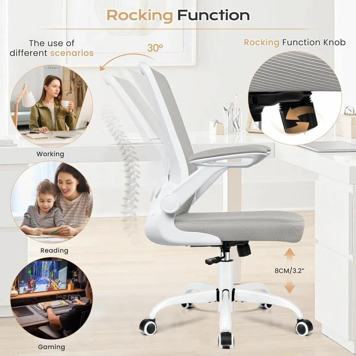 Ergonomic Mesh Office Chair Lumbar Support Grey - Image 4
