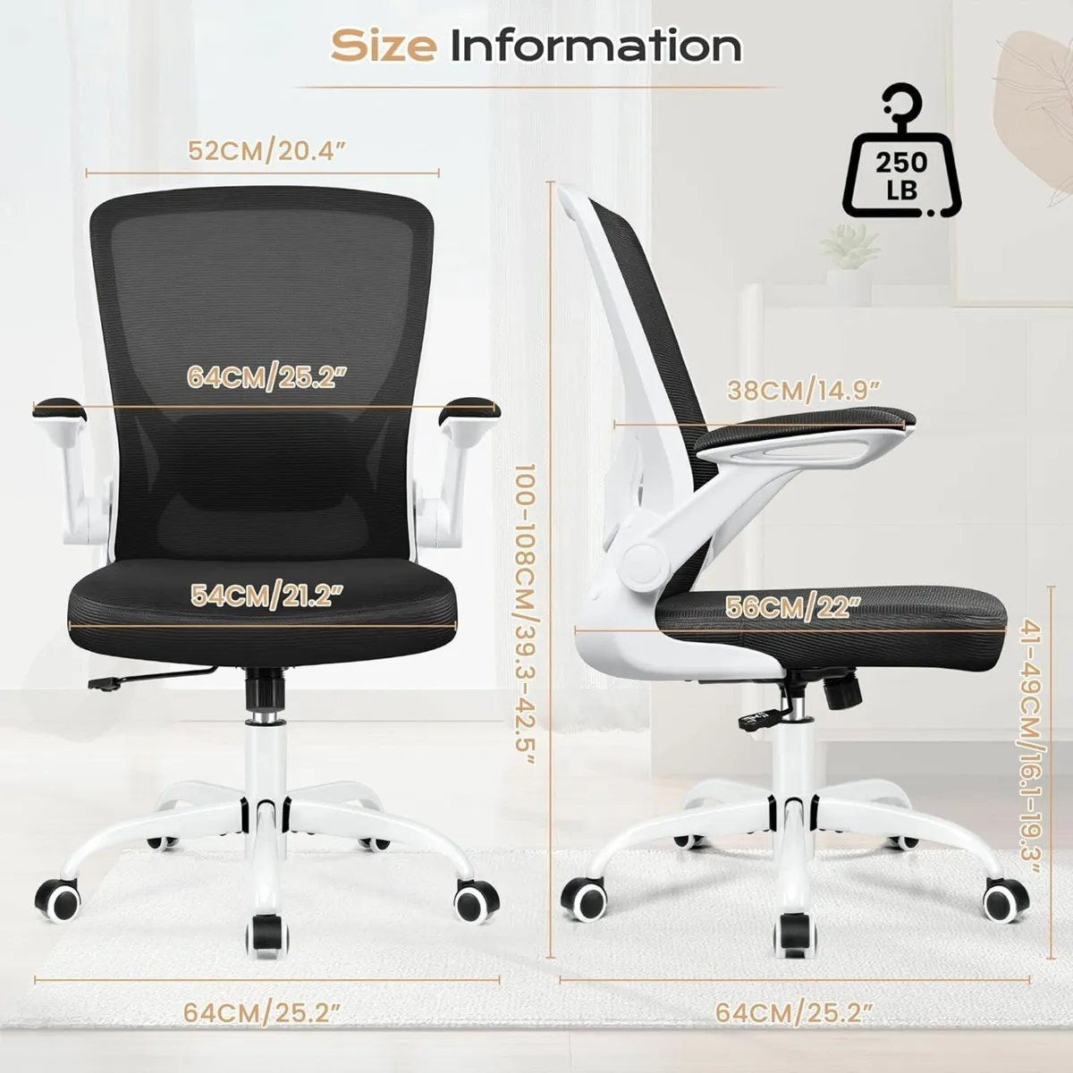 Ergonomic Mesh Office Chair Lumbar Support black - Image 4