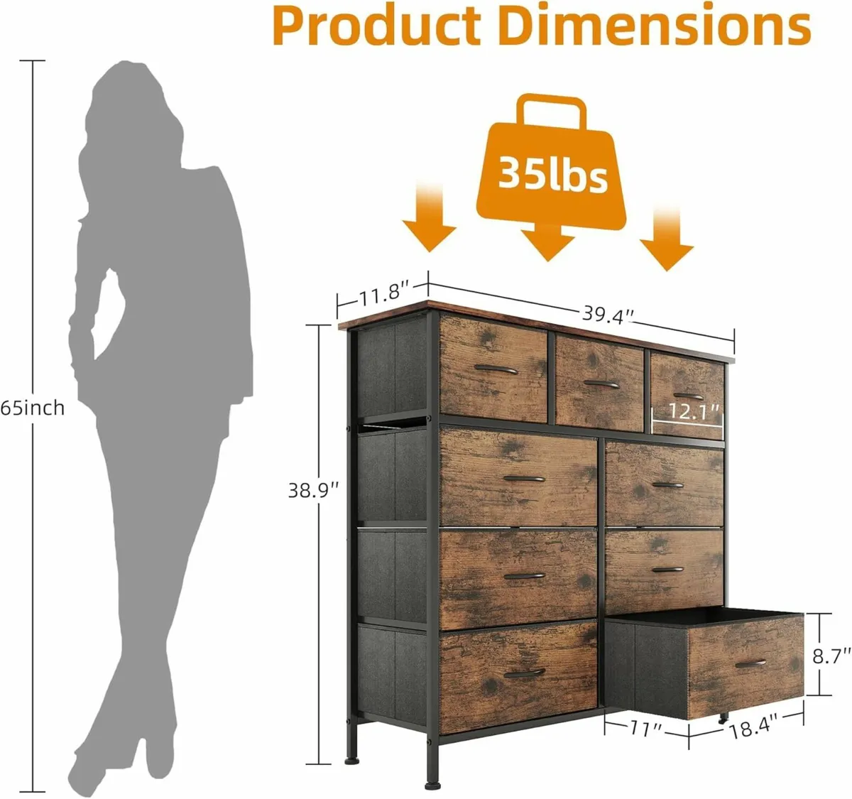 Chest of Drawers, Dresser Bedroom Large Storage - Image 4