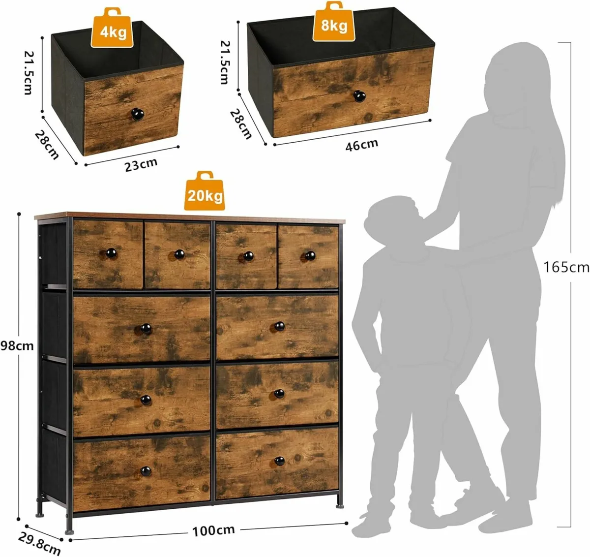 Chest of Drawers Bedroom Furniture Brown  Hallway - Image 2