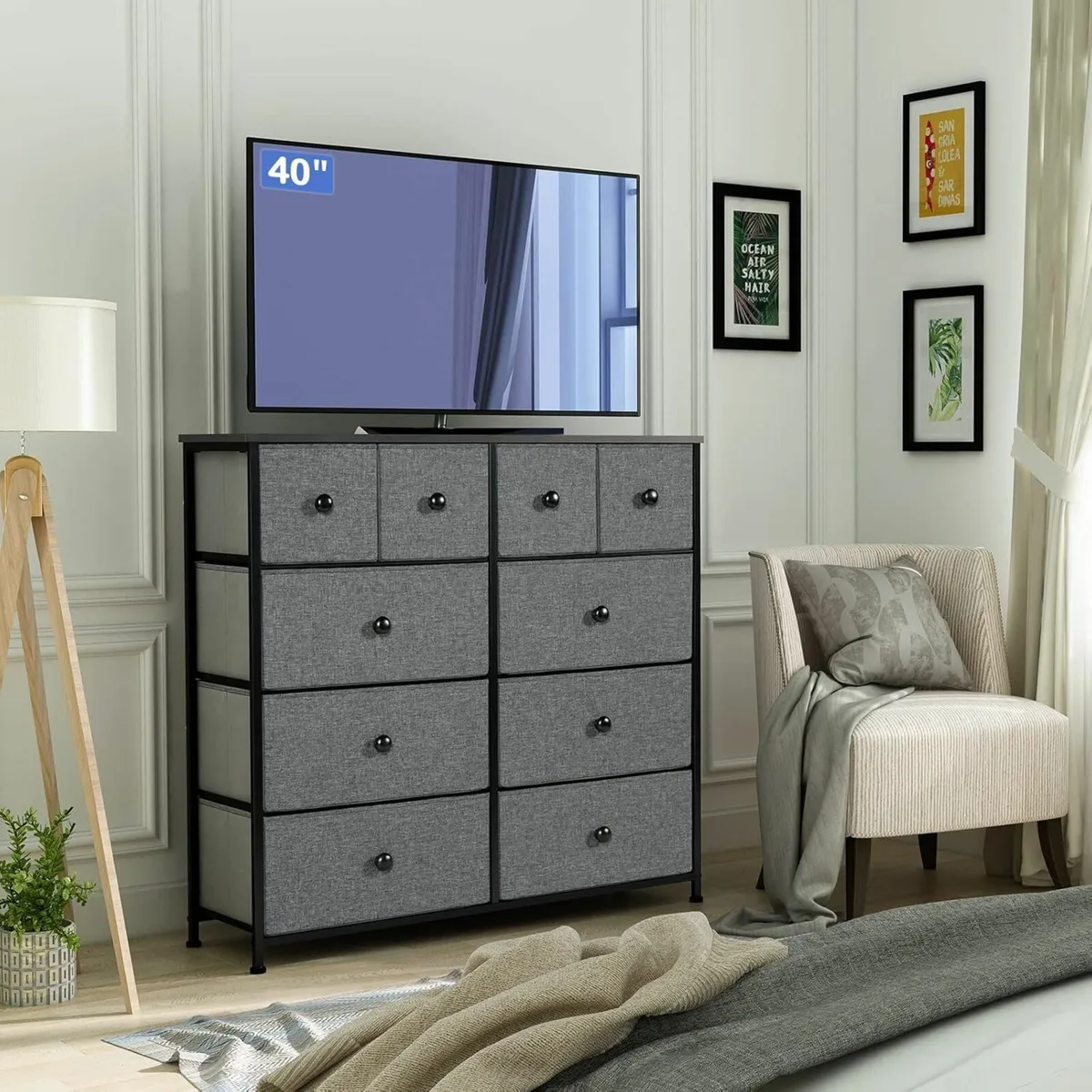Chest of Drawers 10 Drawers Bedroom Storage grey - Image 2