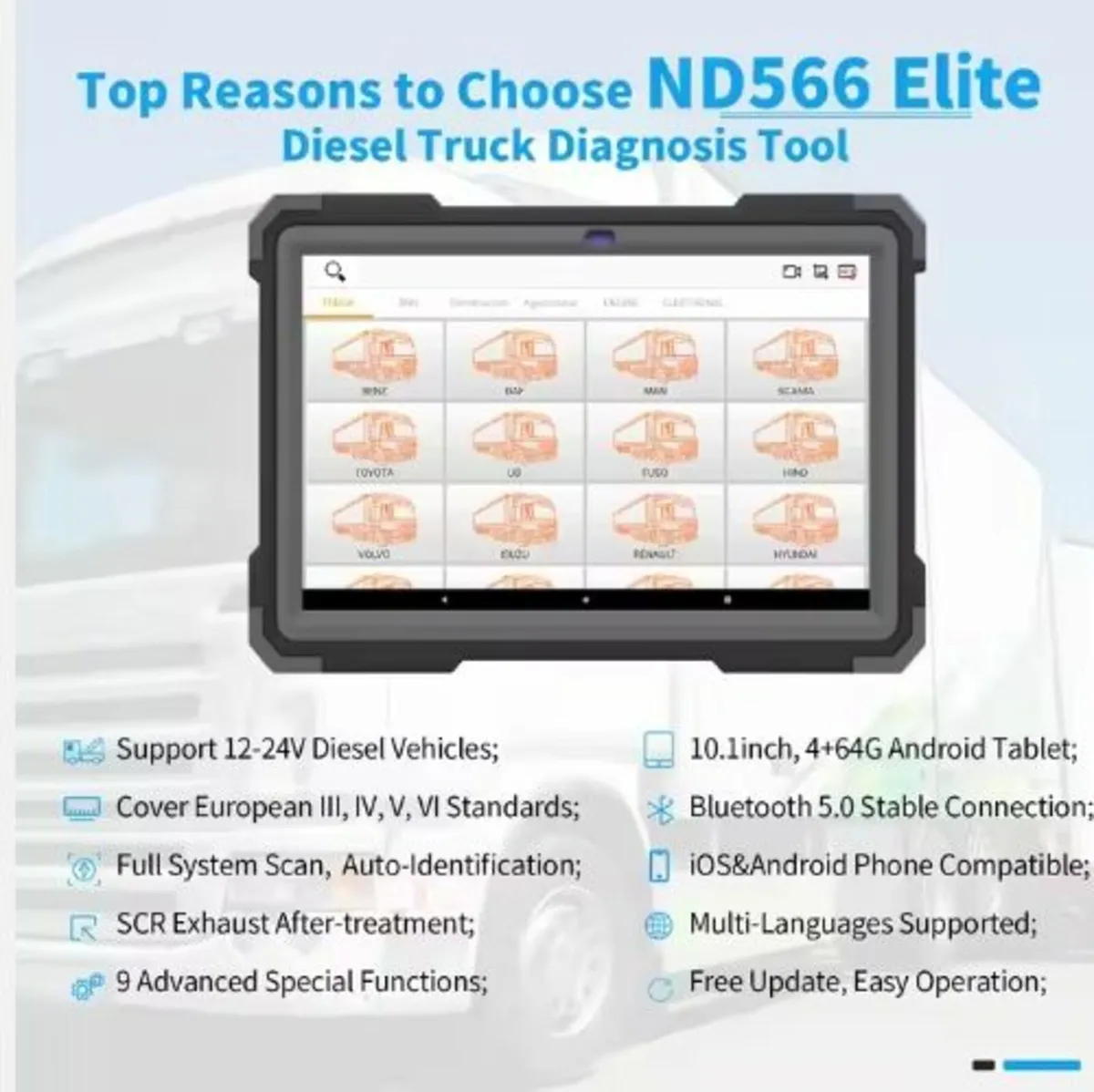 Humzor NexzDAS ND566 Heavy Duty Truck Scanner - Image 4
