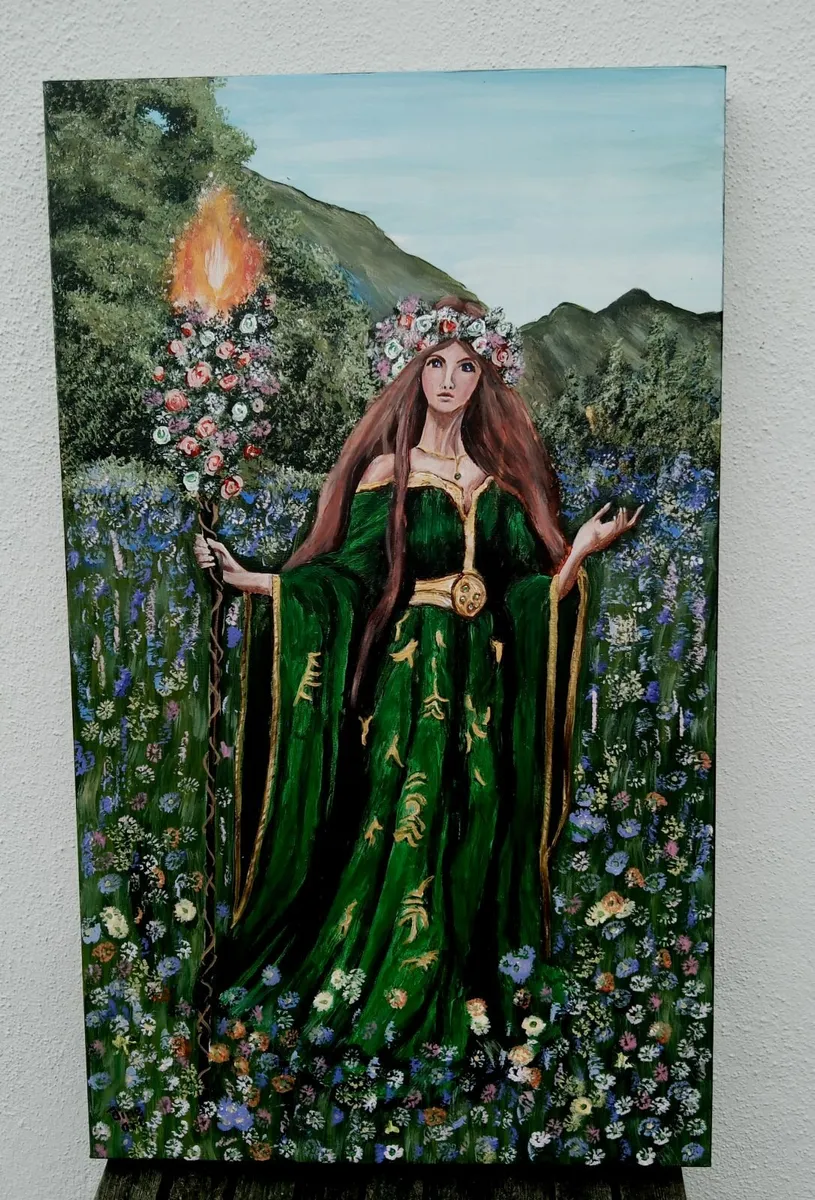 Original Painting  Brigid and the Lamp.