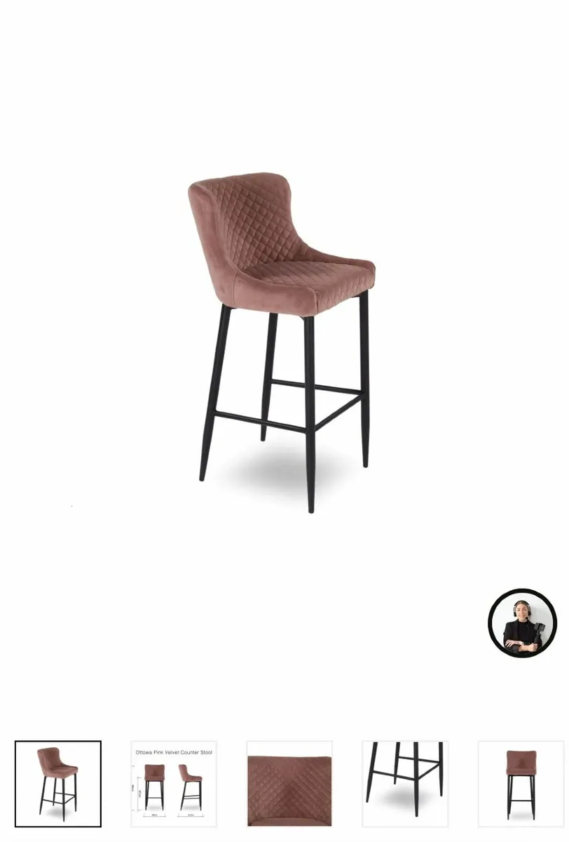 Pink Velvet Bar stool - Image 1