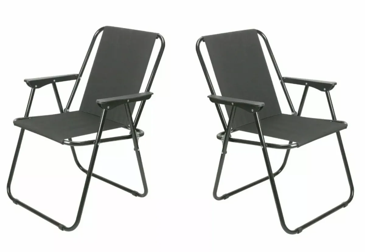2 x Folding Deck Chairs NEW Camping Garden Beach - Image 1