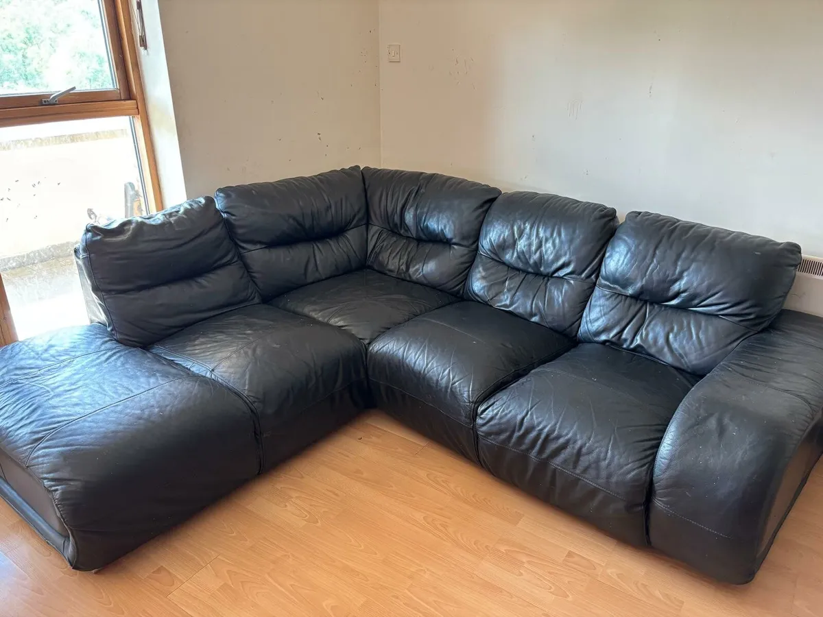 Black 5 Seat Corner Sofa - Image 2
