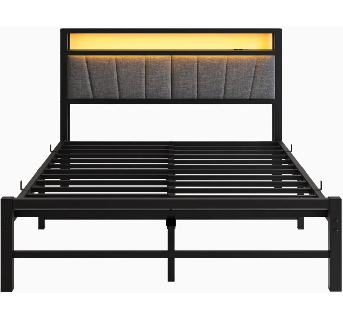 Double Bed Frame with Storage and LED Lights - Image 2