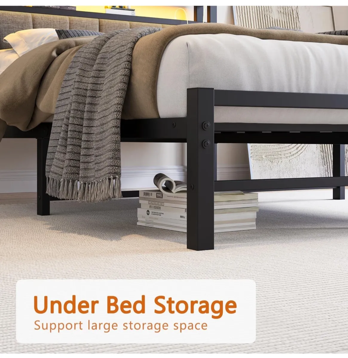 Double Bed Frame with Storage and LED Lights - Image 3