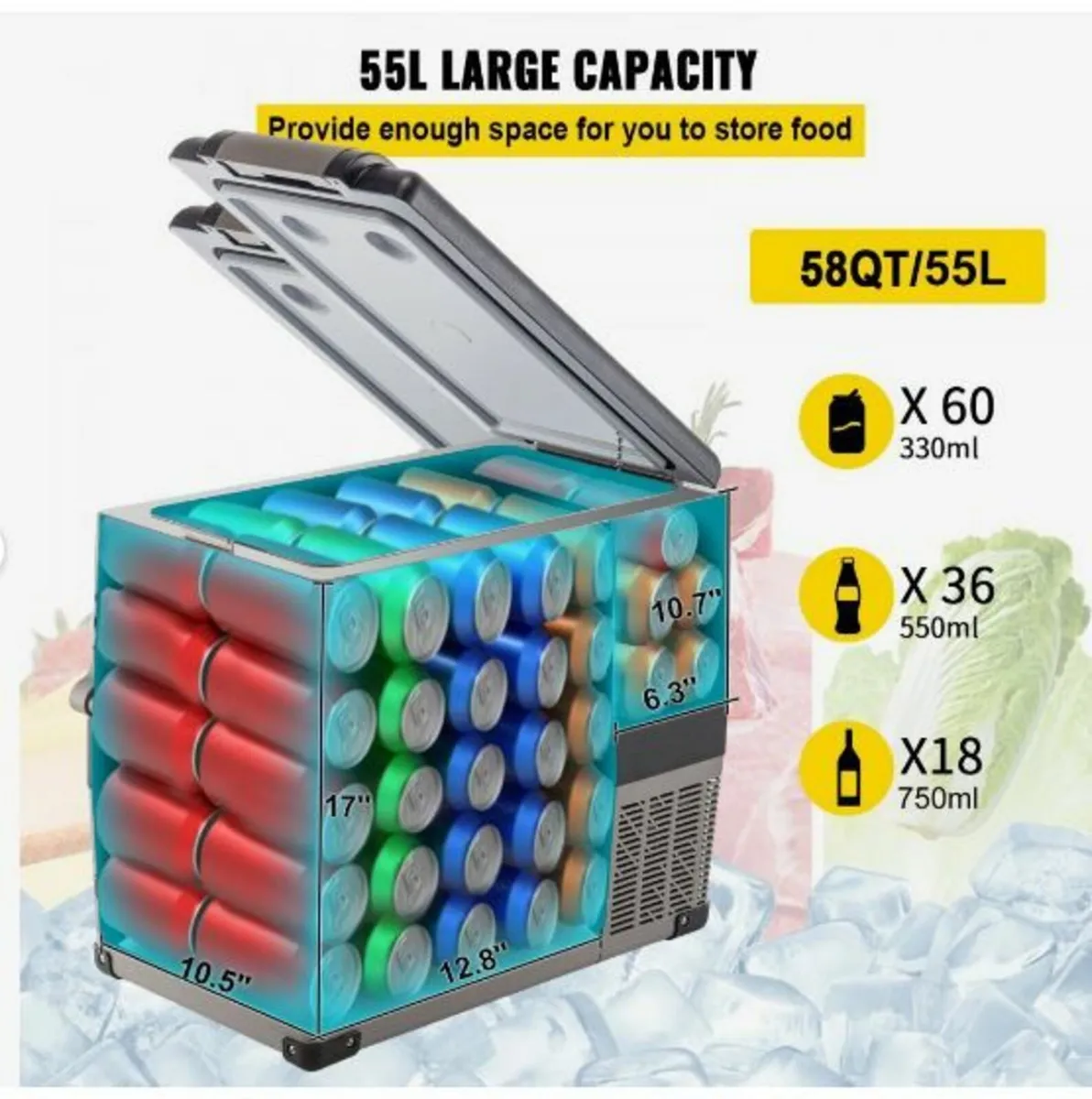 Car Refrigerator 55L Compressor Portable - Image 2