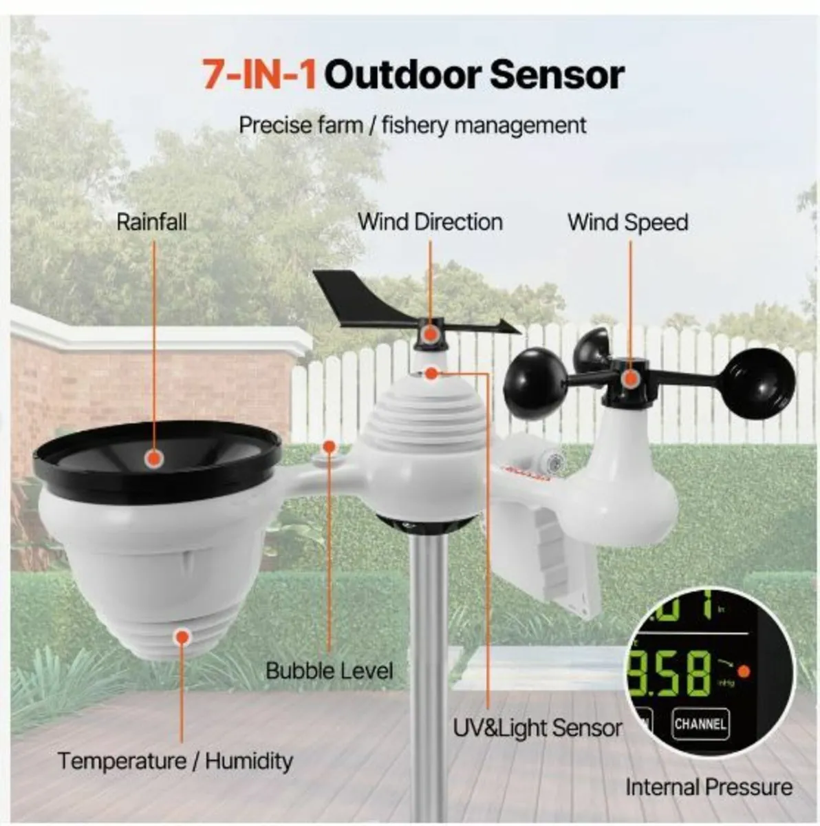 7-in-1 Wi-Fi Weather Station, 7.5 in Color Displa - Image 3