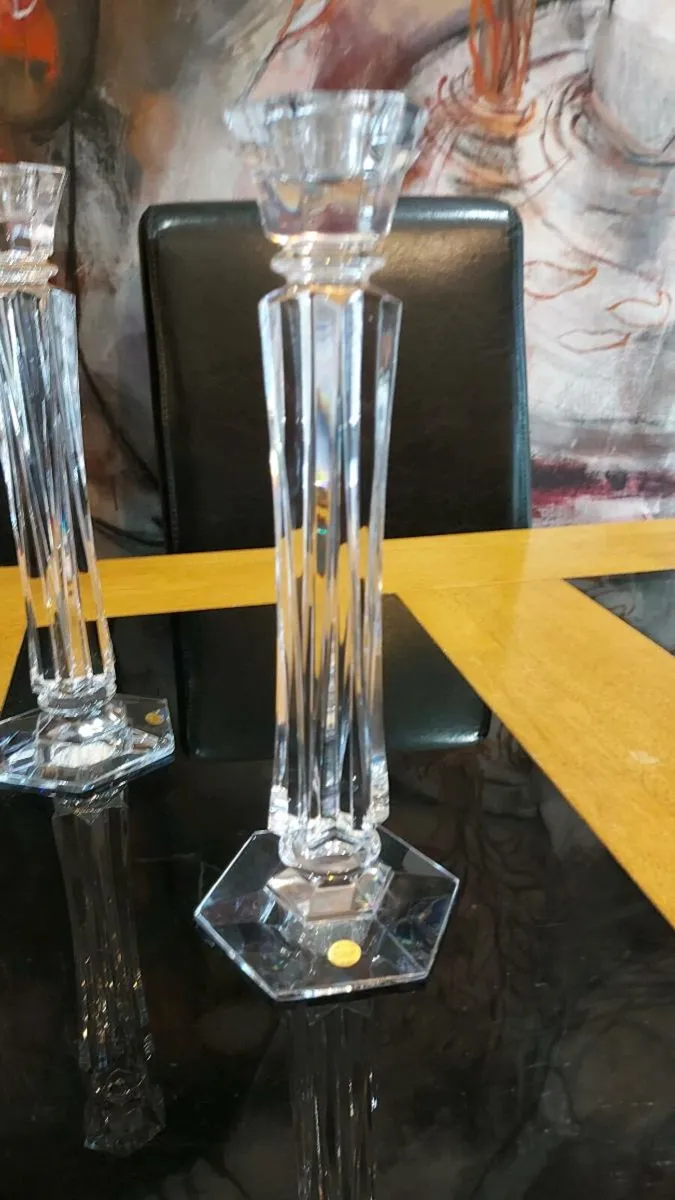 Pair of Tipperary  Crystal  12 " Candle  Holders. - Image 4