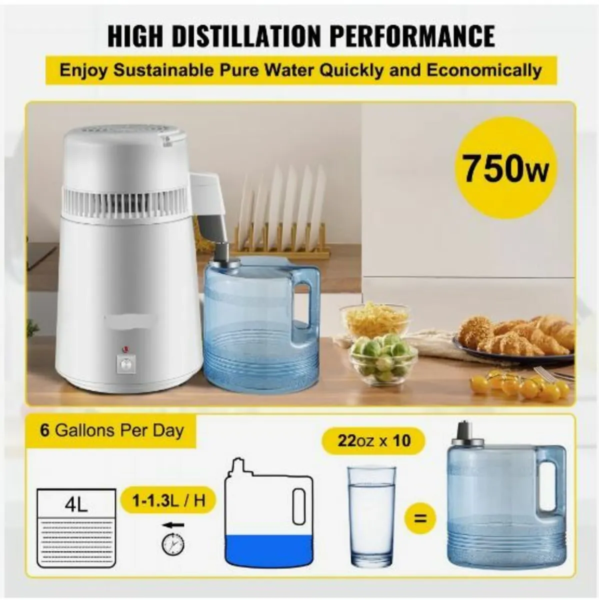 4L Pure Water Distiller 1L/h Water Purifier Filter - Image 3