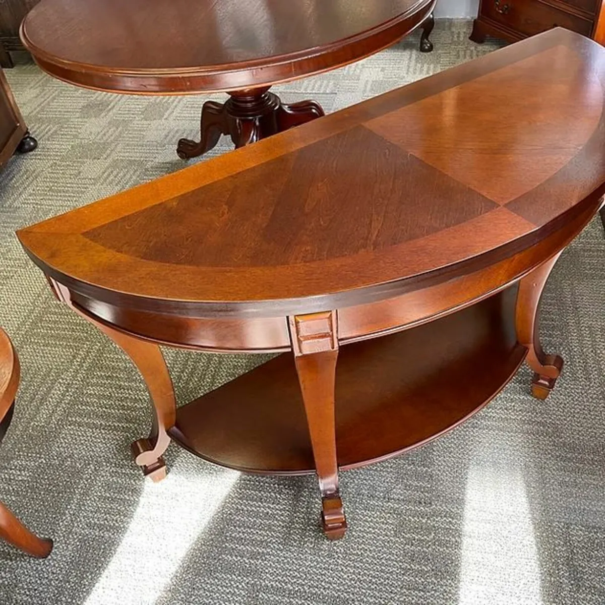 Beautiful rosewood demi lune two-tier console tabl - Image 2