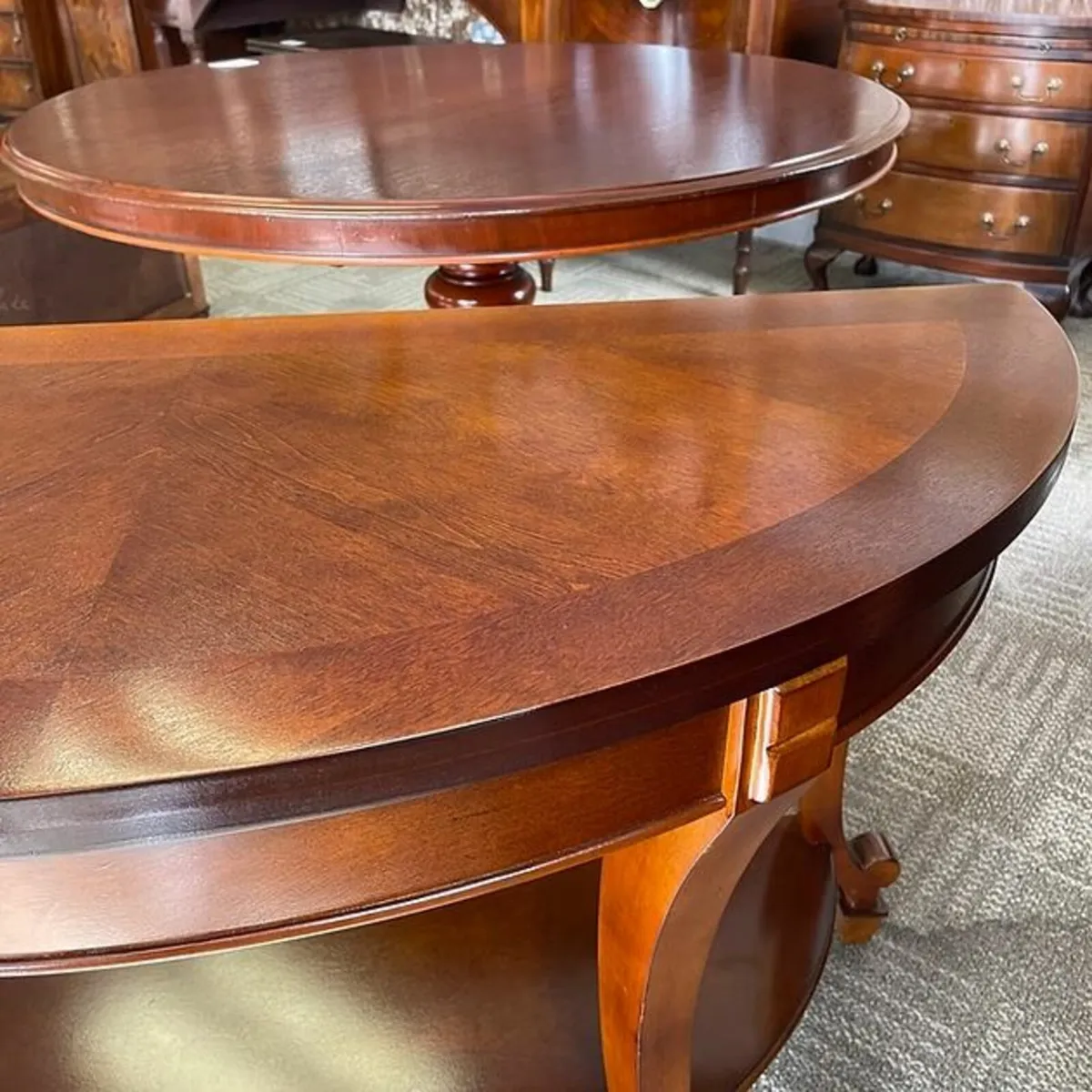 Beautiful rosewood demi lune two-tier console tabl - Image 3