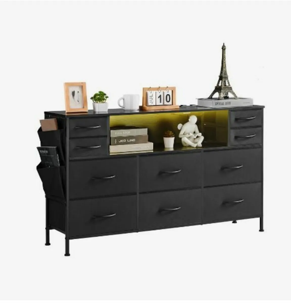 10 Fabric Drawer Dresser with Open Storage - Image 1