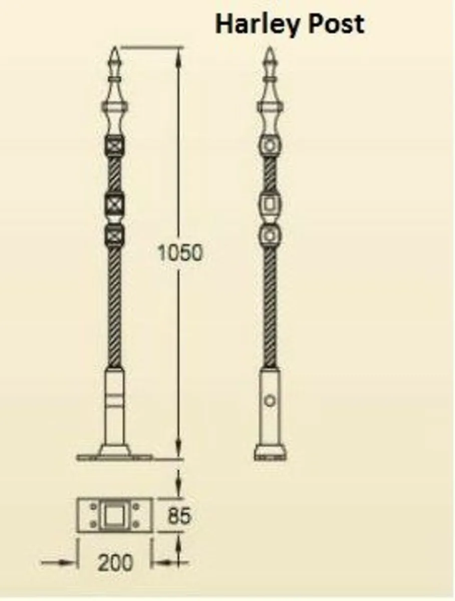 Cast Iron railing posts, gate handles, drop down b - Image 2