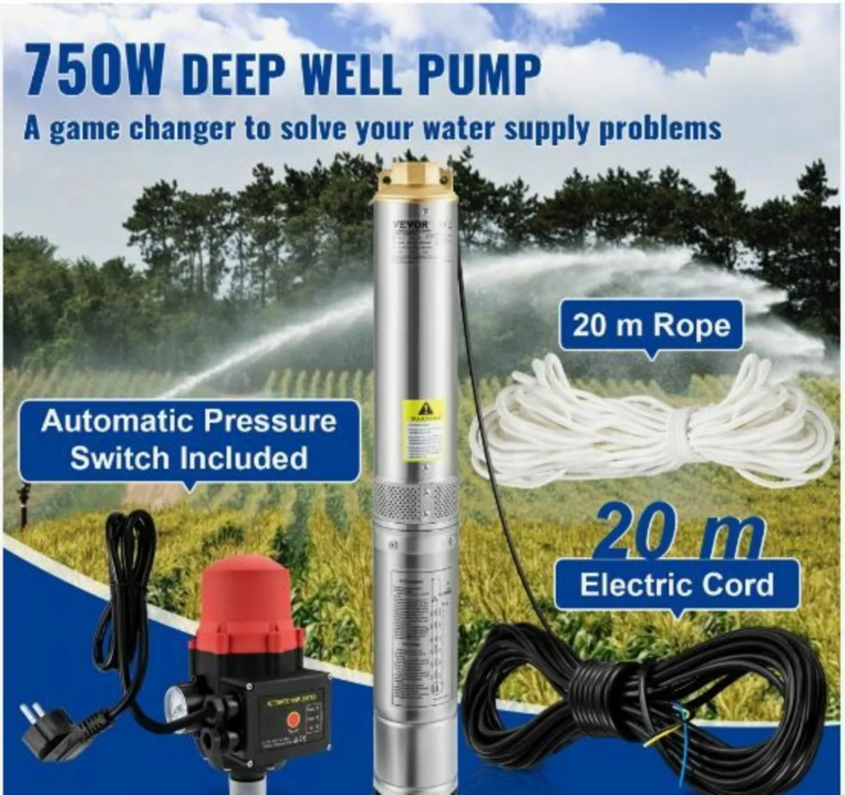 Deep Well Submersible Pump, 750W - Image 3