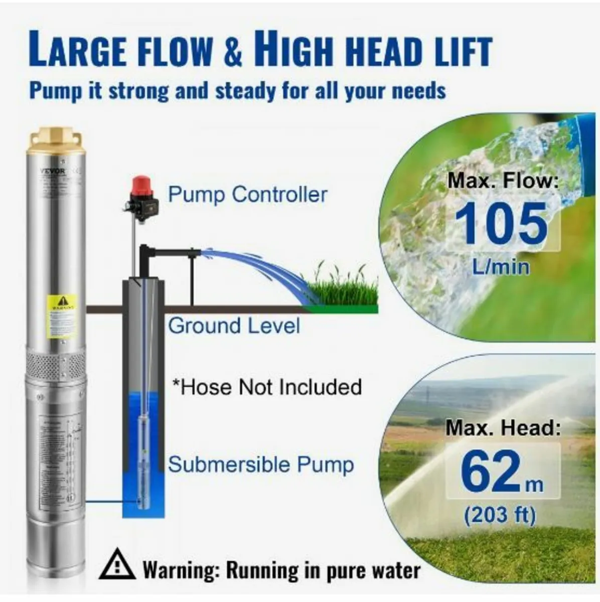 Deep Well Submersible Pump, 750W - Image 4