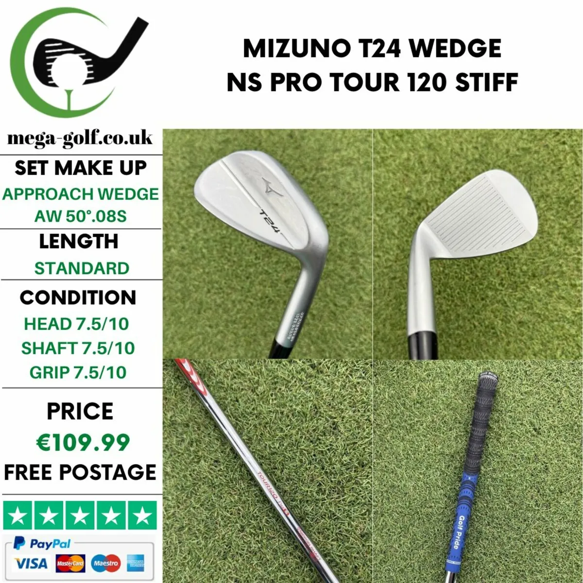 MIZUNO T24 WEDGE AW 50°.08S /NS PRO TOUR 120 STIFF - Image 1