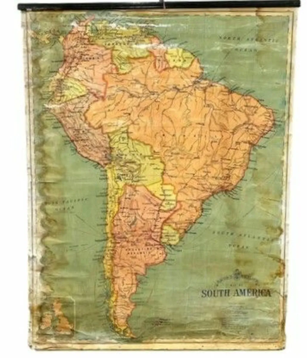 Large Vintage Map of South America- Circa 1930 - Image 1