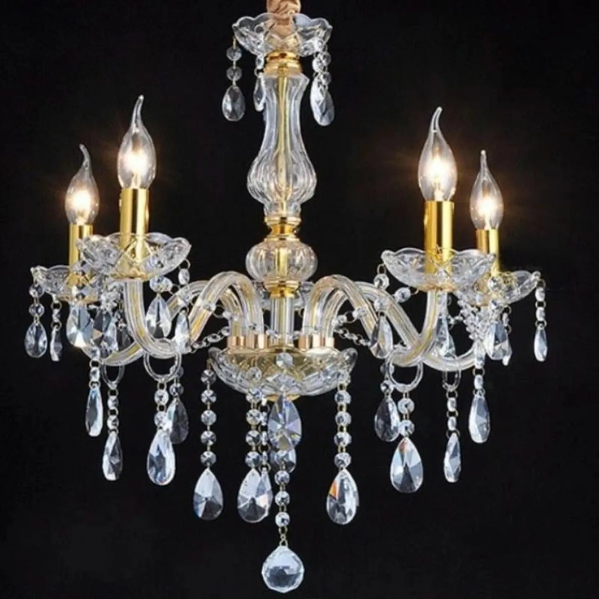 4-Light Modern Chandelier:Crystal Brilliance Above - Image 1