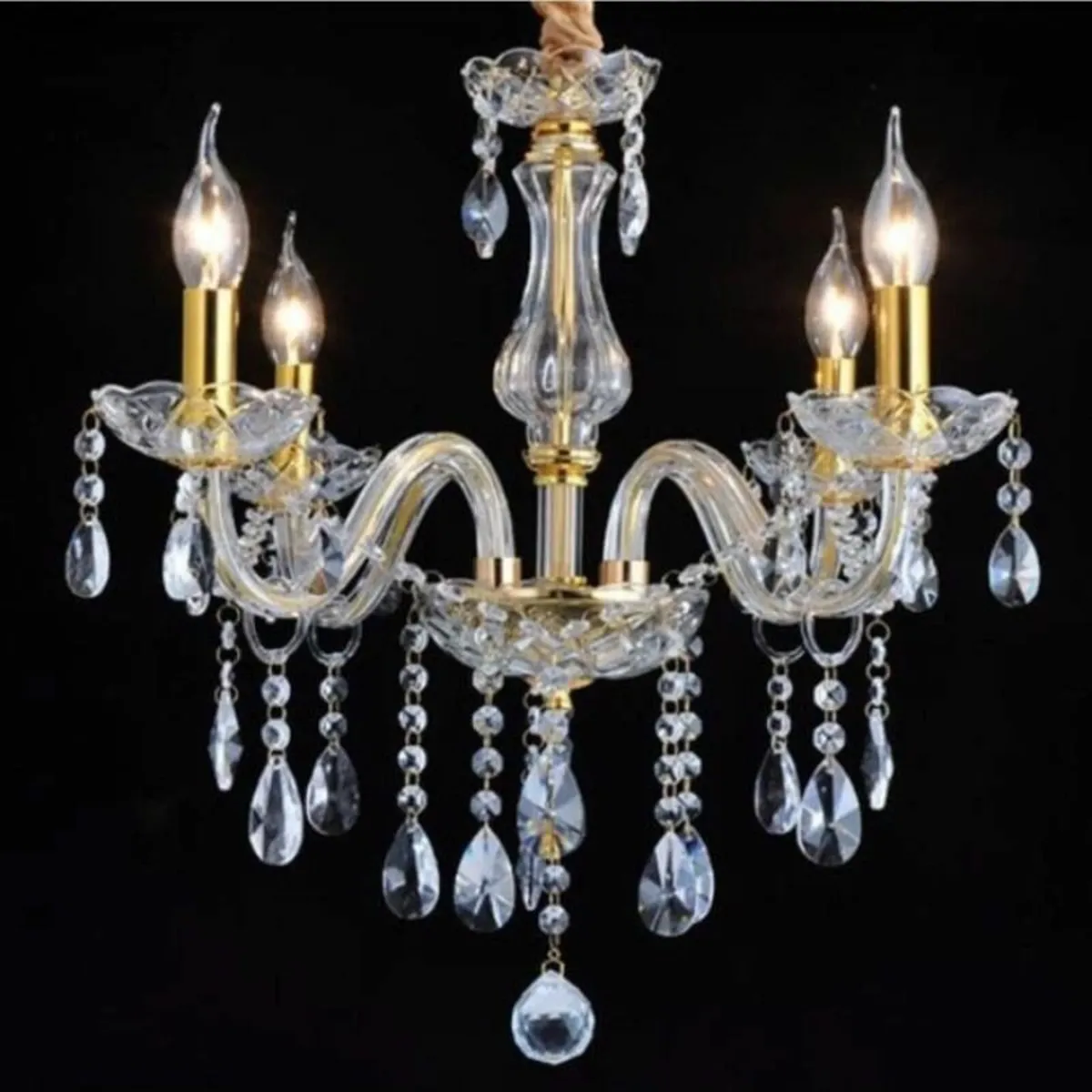 4-Light Modern Chandelier:Crystal Brilliance Above - Image 2