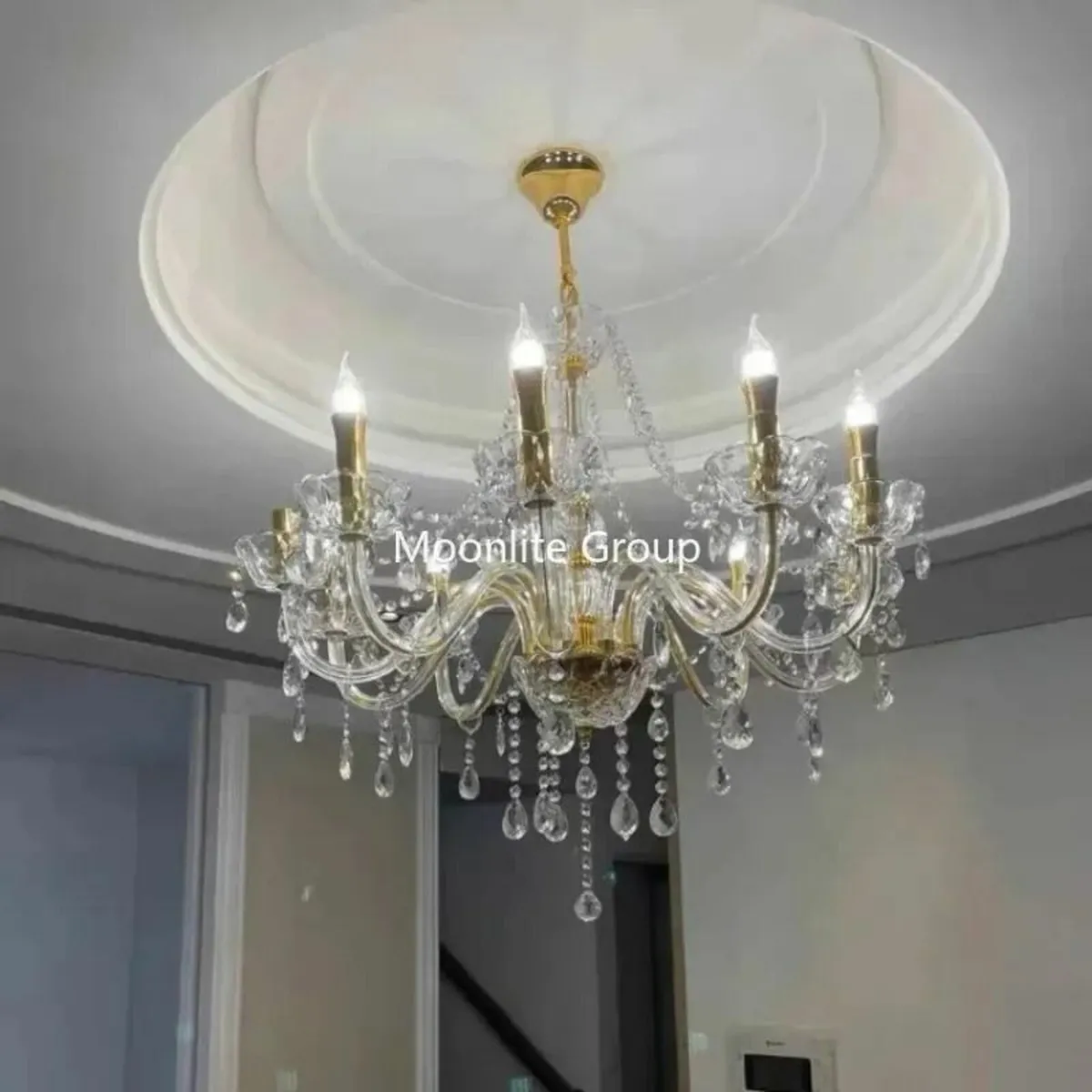 4-Light Modern Chandelier:Crystal Brilliance Above - Image 3
