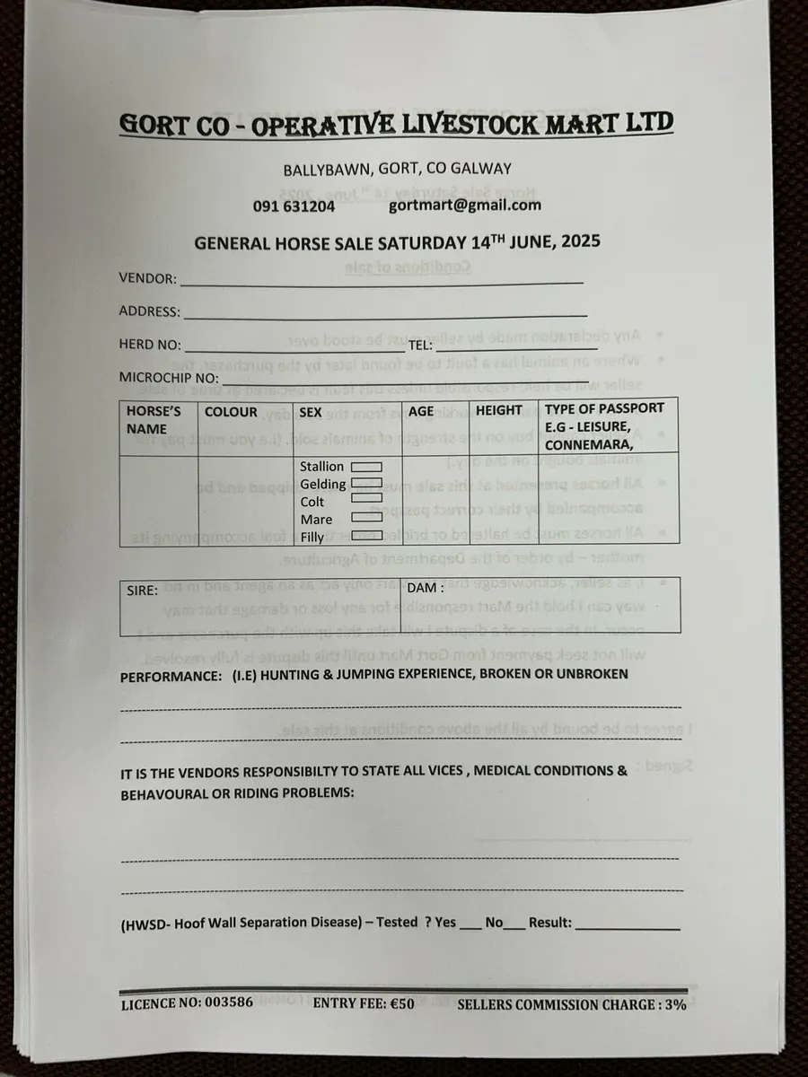 Gort Mart: Horse sale : Sat 14th June - Image 1