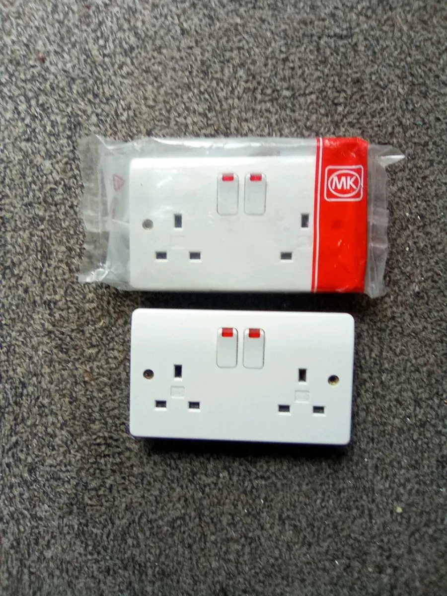 2  MK  TWIN SWITCHED. SOCKETS WITH NEON LIGHTS - Image 1