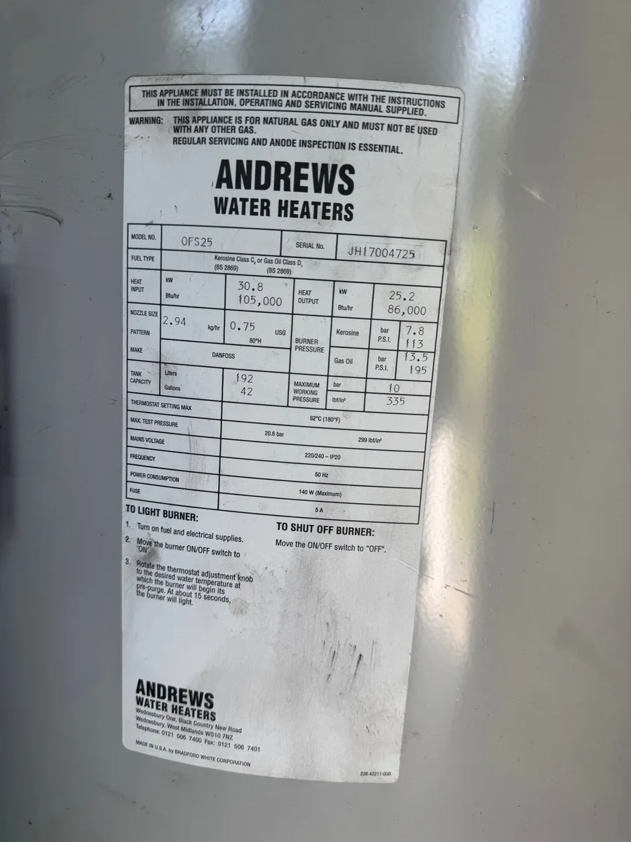 Andrews oil fired water heater - Image 2