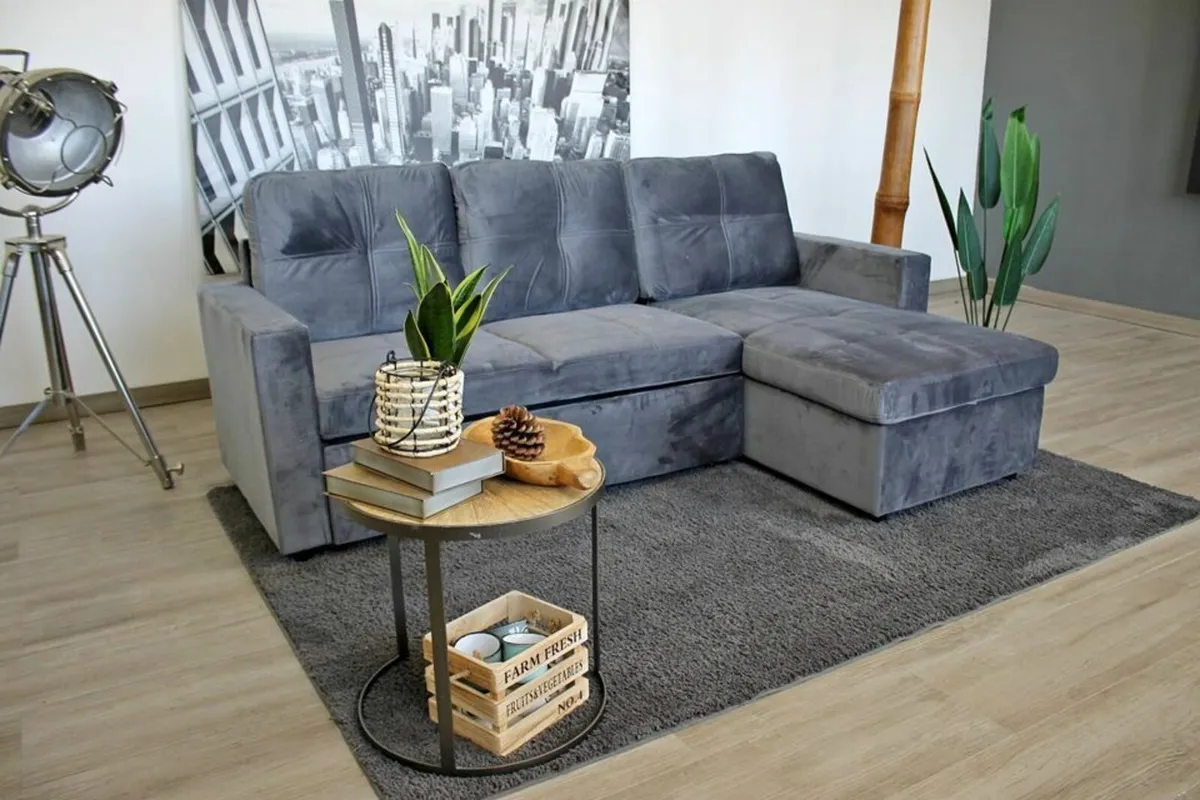 grey velvet sofa with Storage Free delivery - Image 2