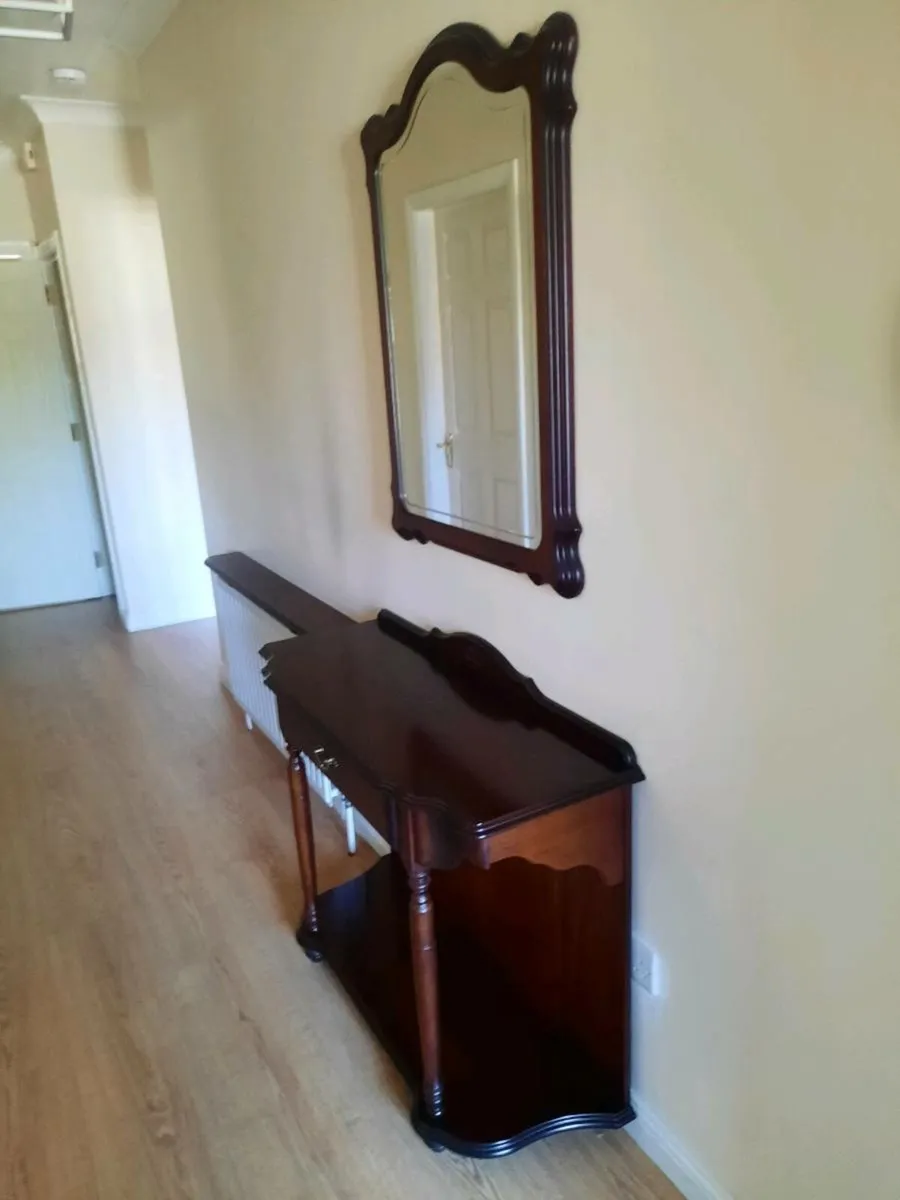 Hall table and mirror mahogany - Image 1