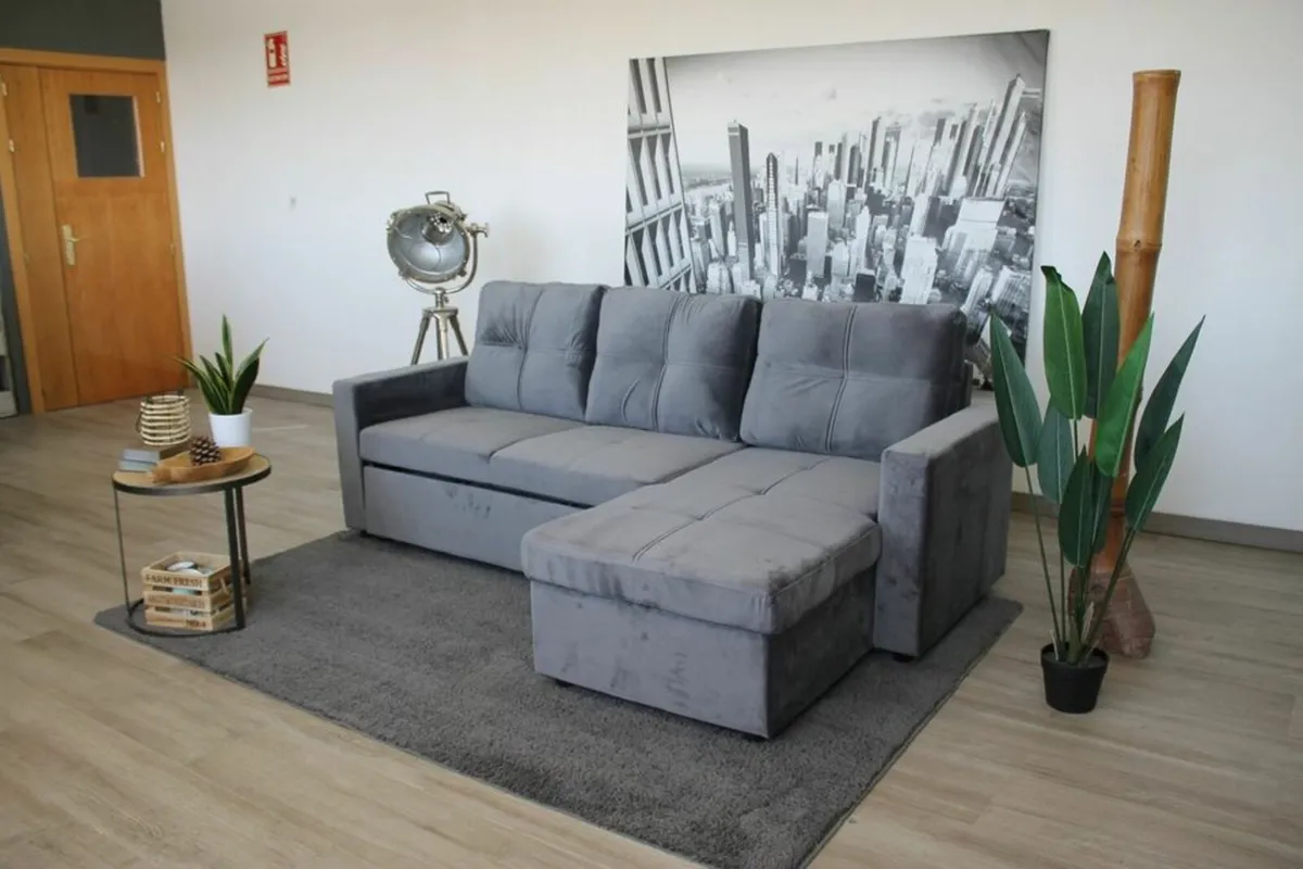 grey velvet sofa with Storage Free delivery - Image 4
