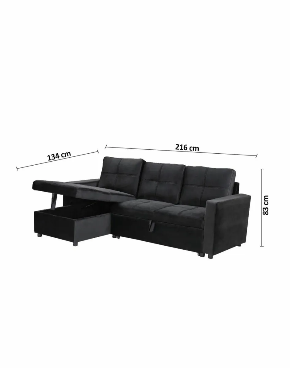 Blue velvet sofa with Storage Free delivery - Image 4