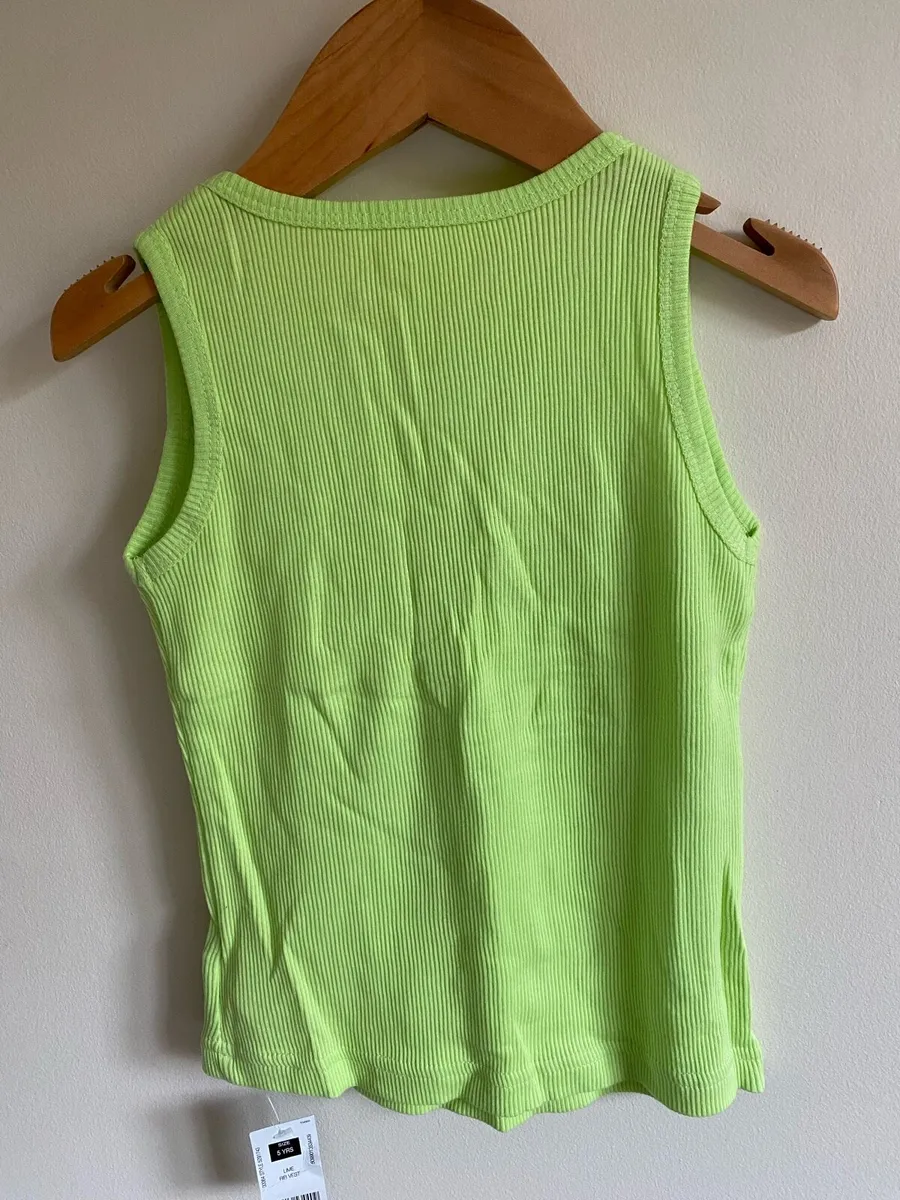 Girl’s Summer Lime Sequins Vest Ribbed Top - Image 3