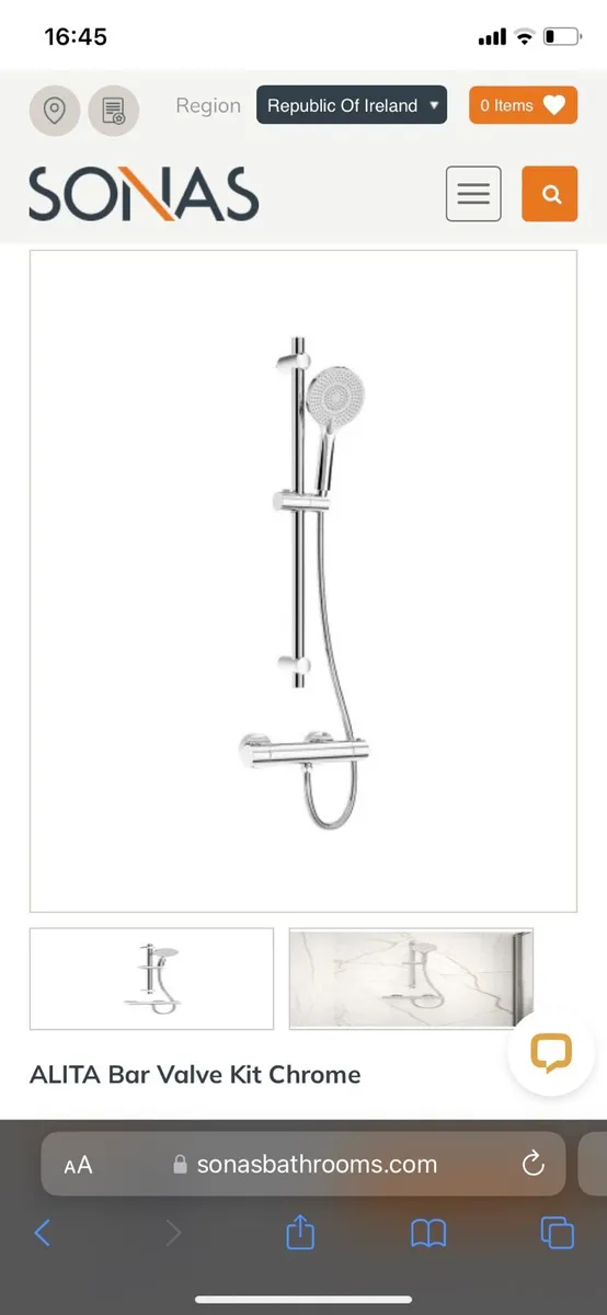 SONAS ALITA Bar Valve Shower kit in chrome - Image 1