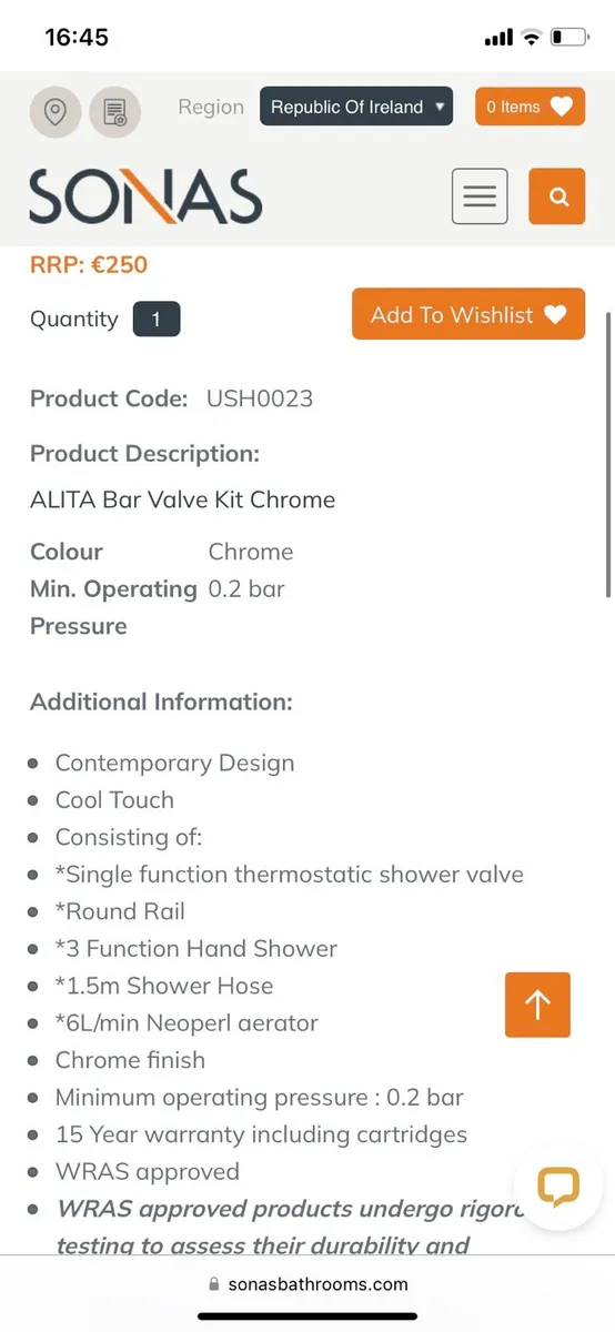 SONAS ALITA Bar Valve Shower kit in chrome - Image 2