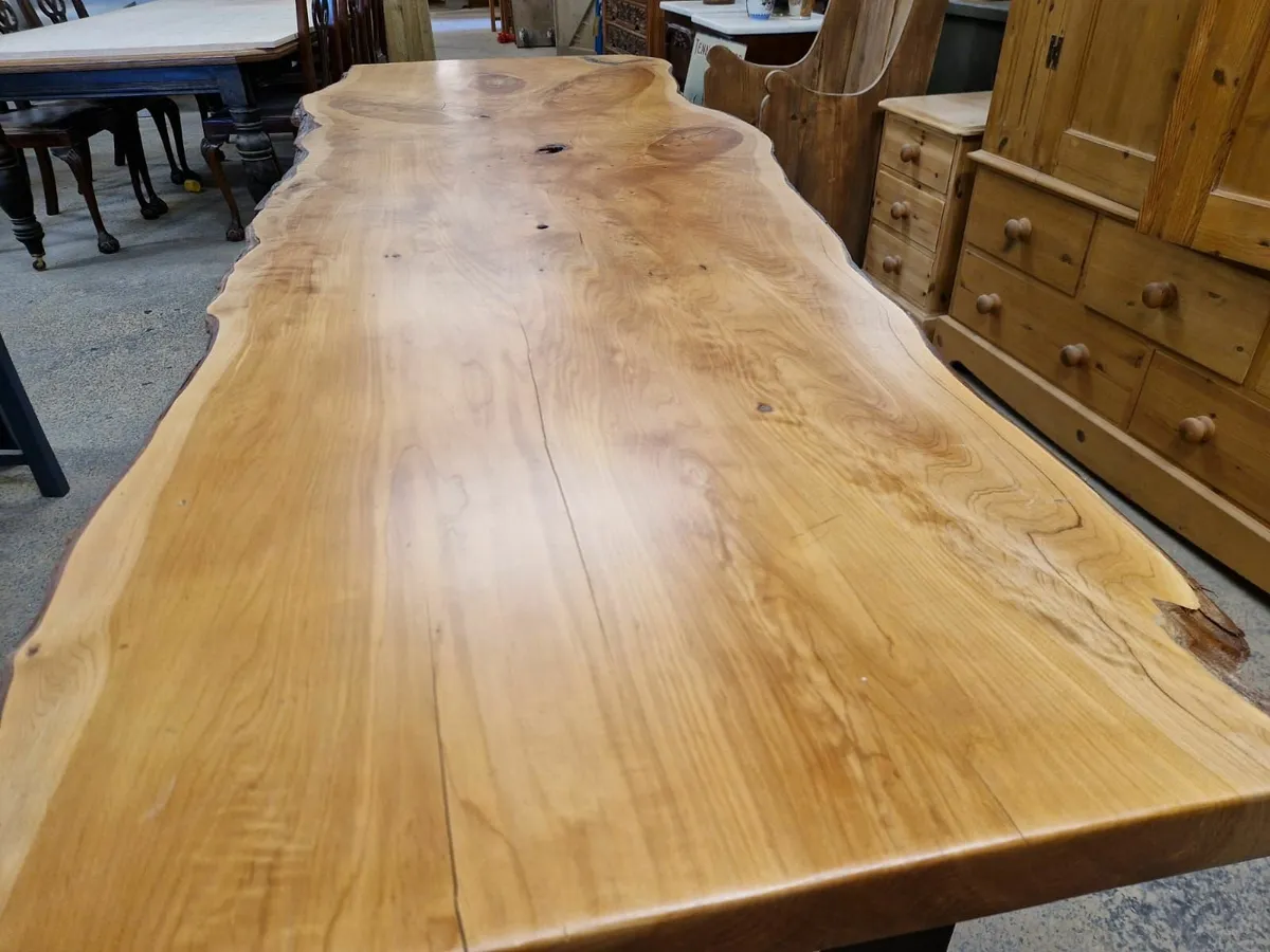 8ft live edge maple table, metal base - Image 3