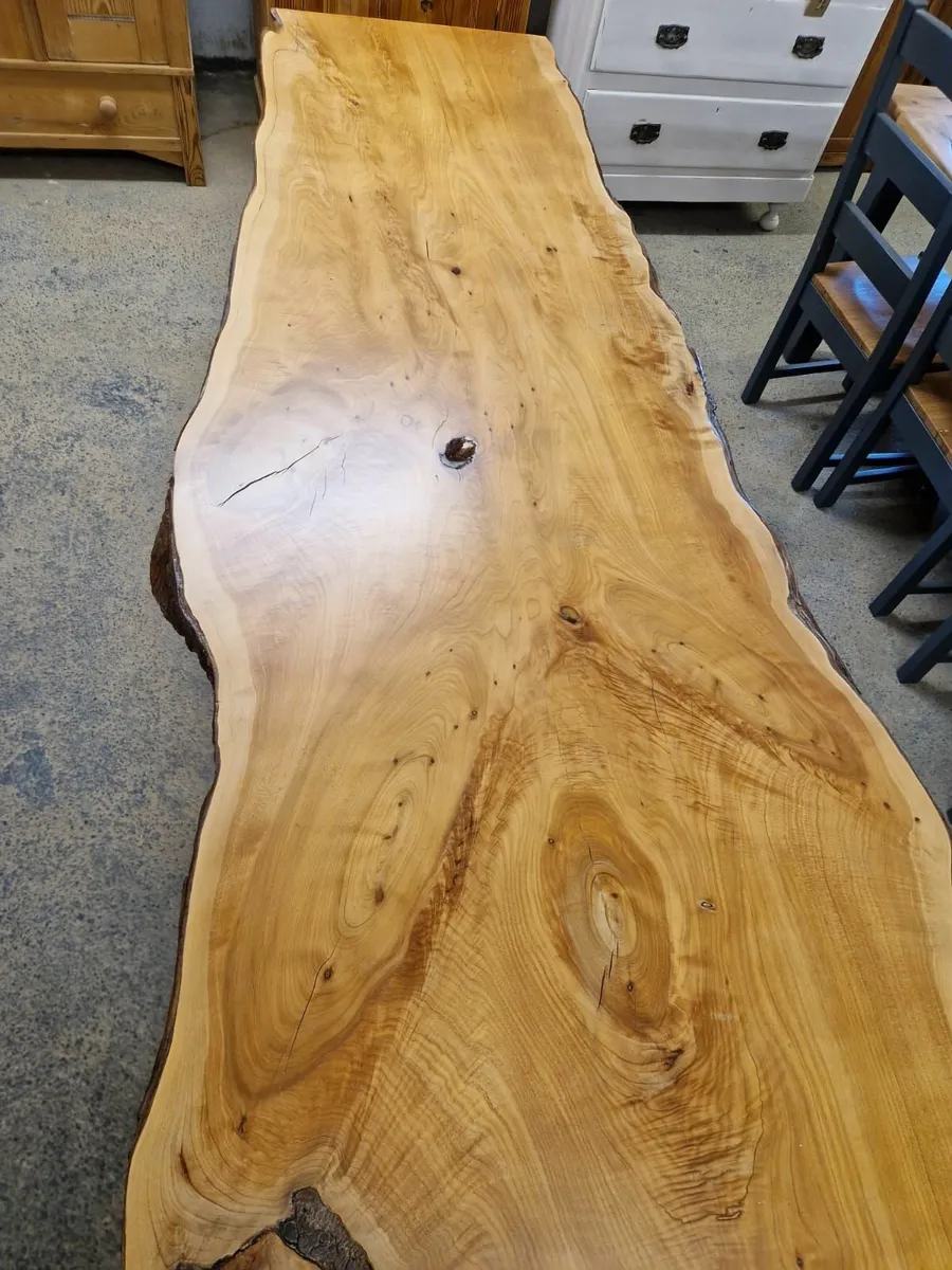 8ft live edge maple table, metal base - Image 4