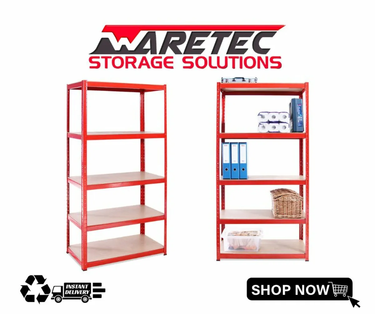 Red boltless flatpack shelving available in 3sizes - Image 1