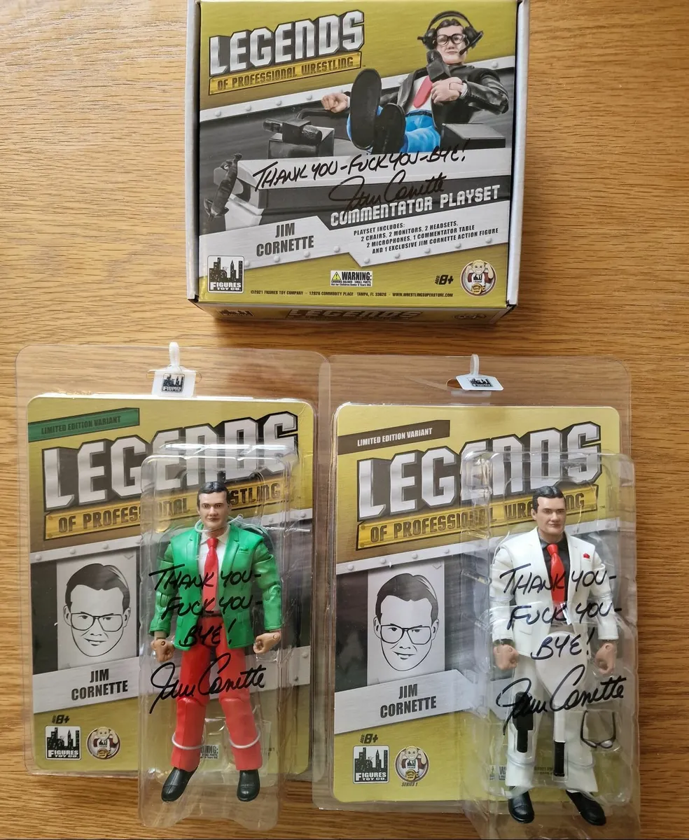 WWE Jim Cornette Signed Wrestling Figures Mattel B