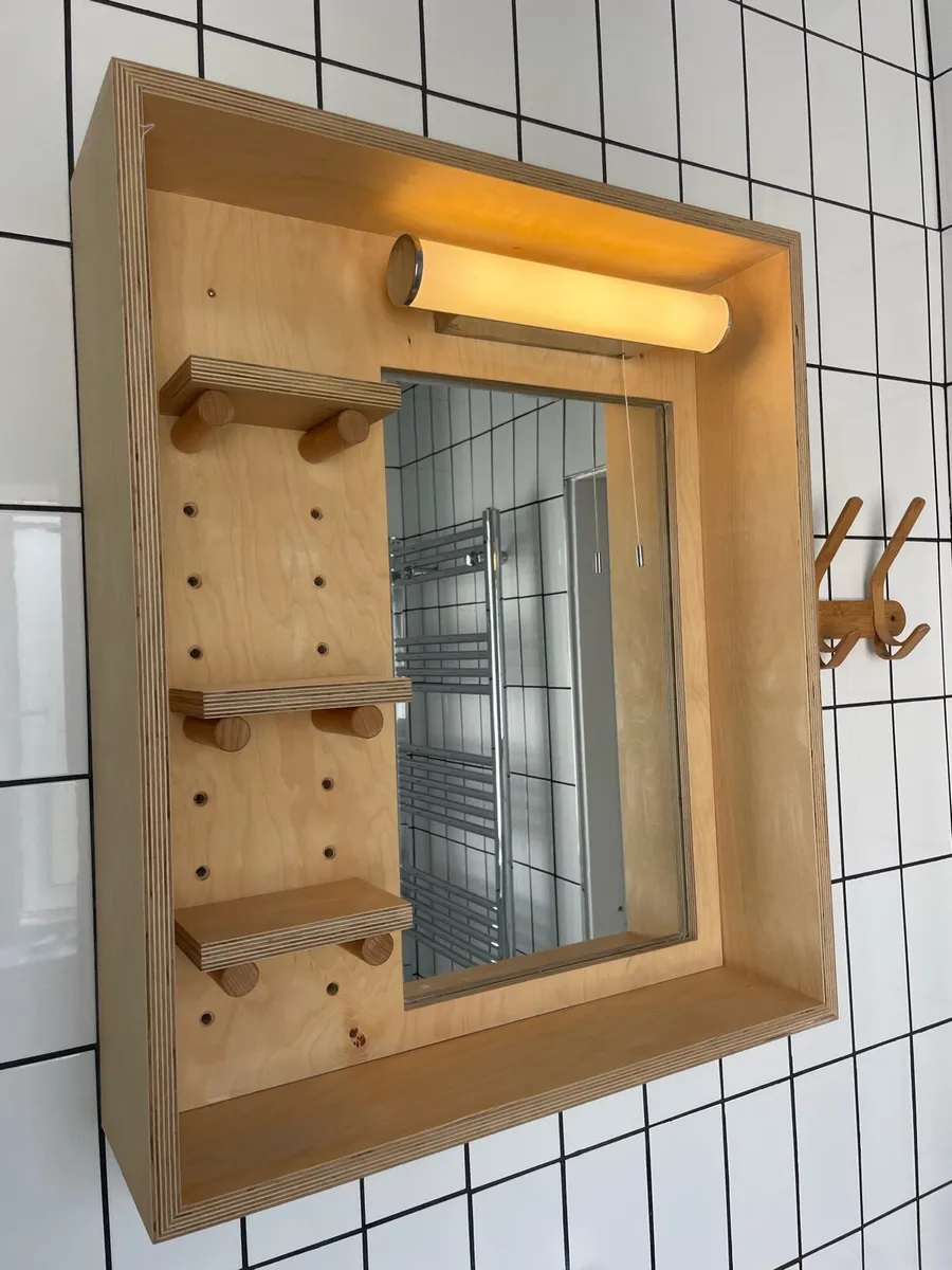 Birch Ply Bathroom mirror & shelf unit 2 for sale) - Image 1