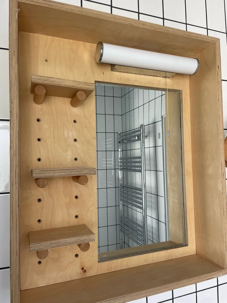 Birch Ply Bathroom mirror & shelf unit 2 for sale) - Image 4