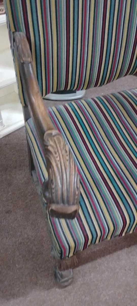 Carved Oak Armed - Image 2