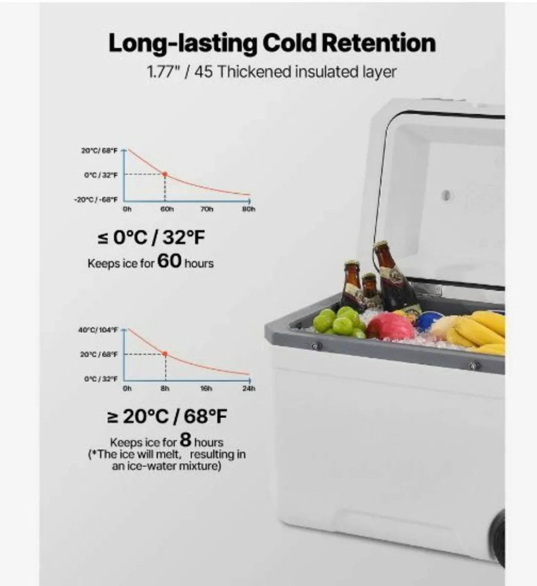 Portable Cooler 45 QT Wheeled Cooler 64 Can - Image 2